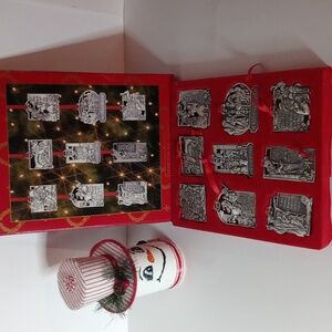 Home For The Holidays Set Of Nine Metal Scrooge Ornaments With Ribbon